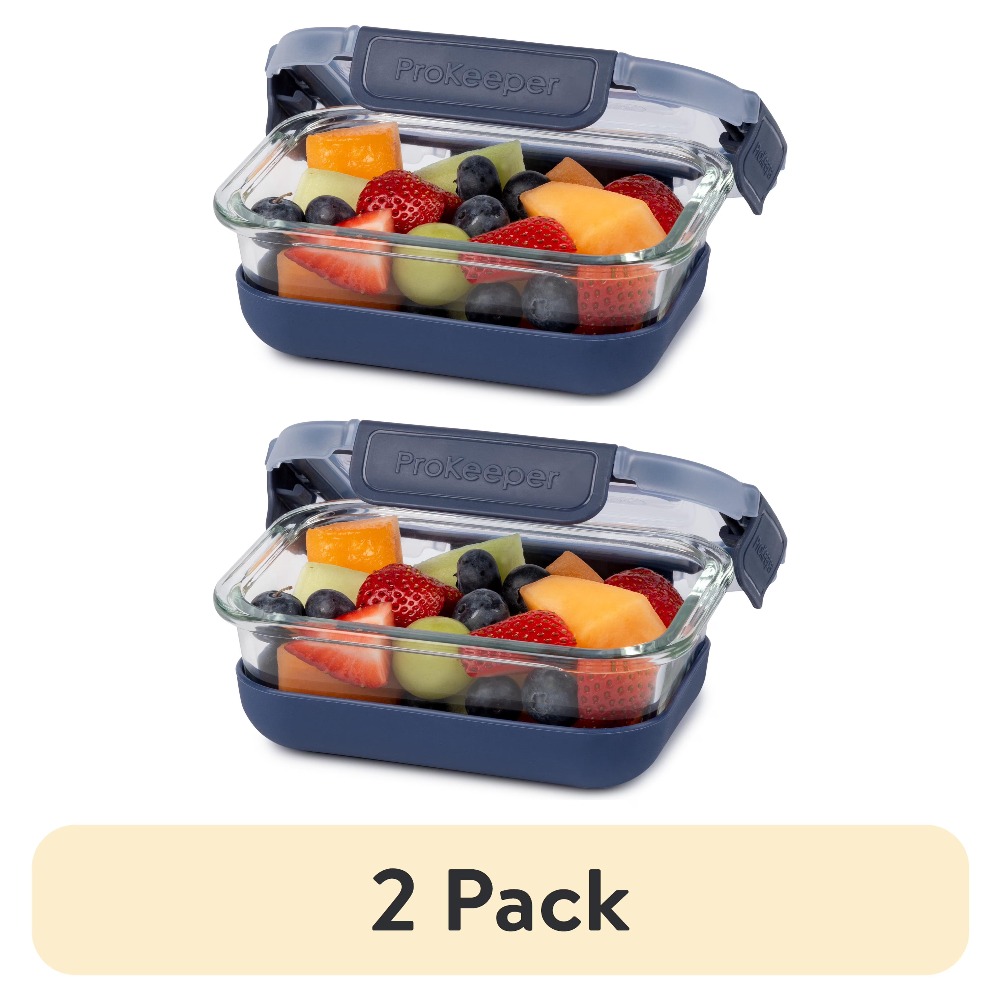 Food Storage With Glass Lids - 2 Pack 1.6 Cup Glass Food