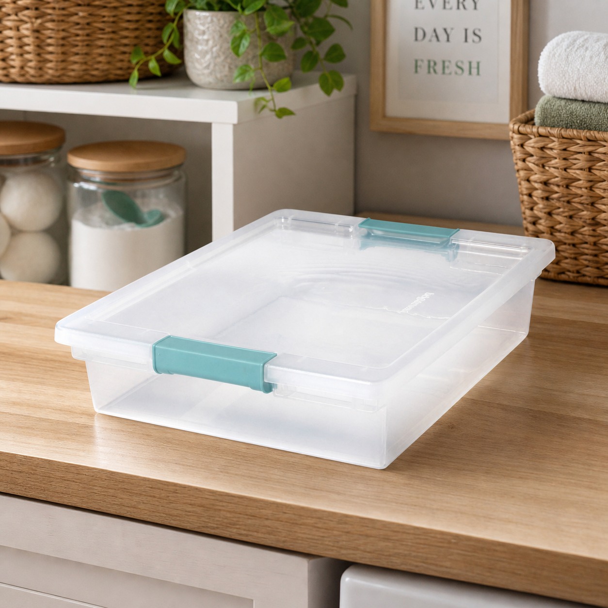 Stackable Pantry Bin - Clear Plastic Storage Bin With Secure