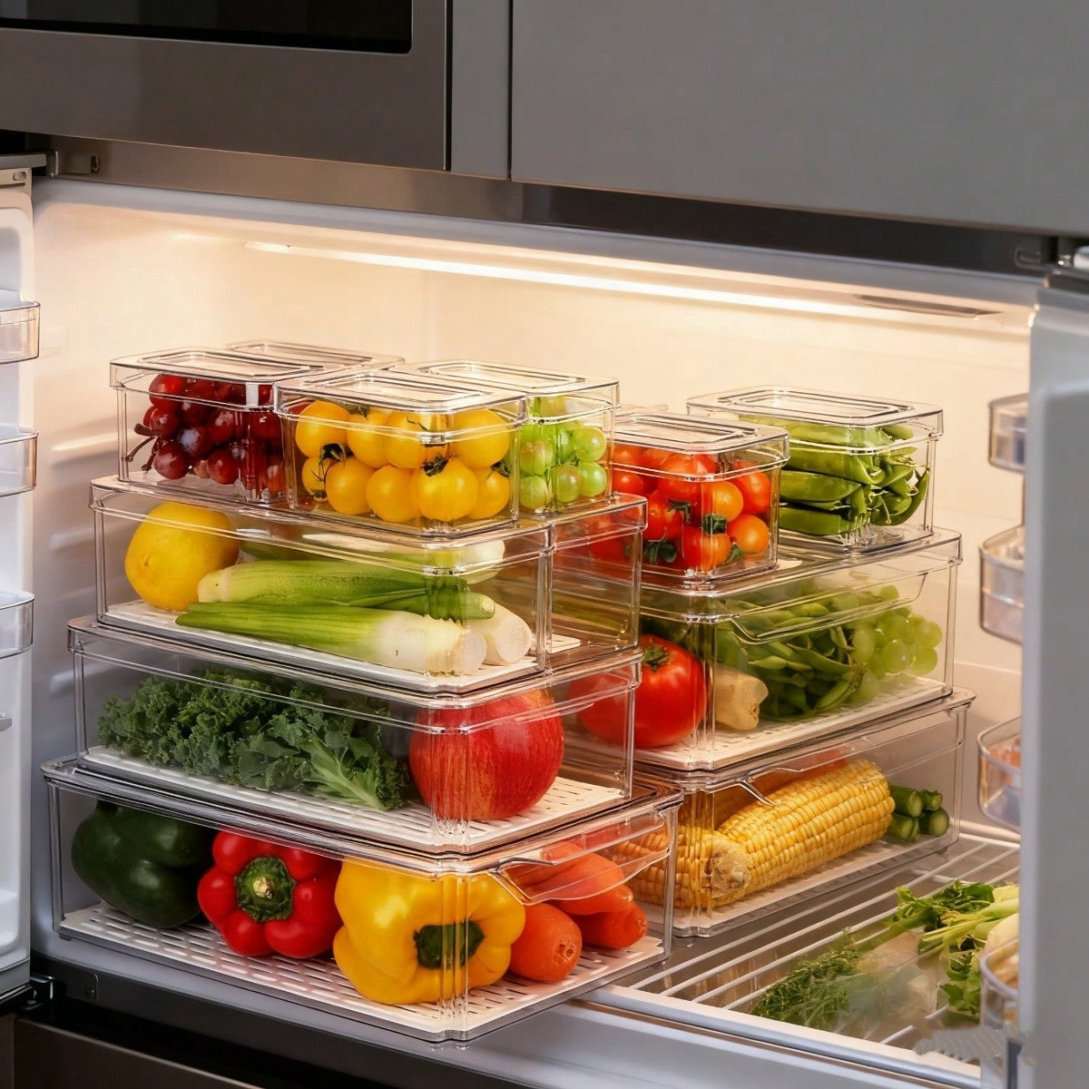 Stackable Pantry Bin - 7 Pack Stackable Refrigerator Organizer Bins
