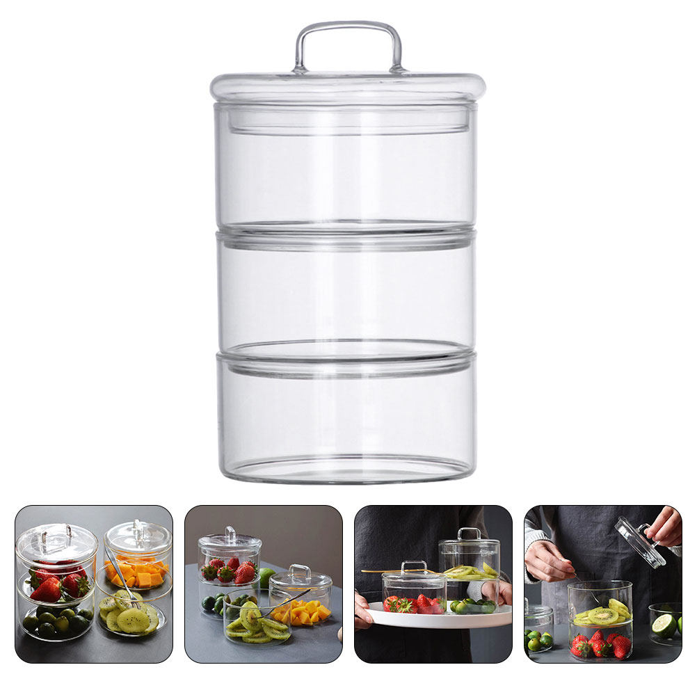 Food Storage Jars - 1Set Clear Glass Storage Bowl Salad