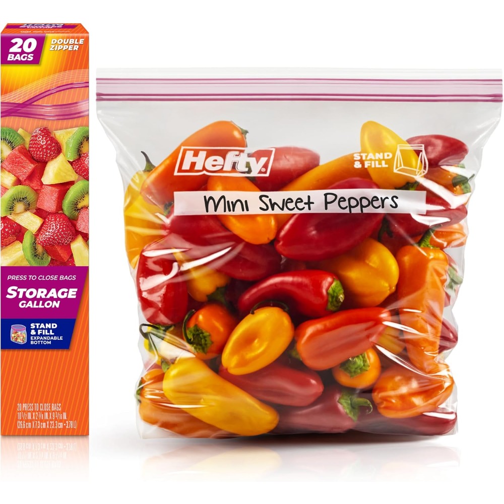 Food Storage Bags Reusable - Press to Close Plastic Bags Gallon