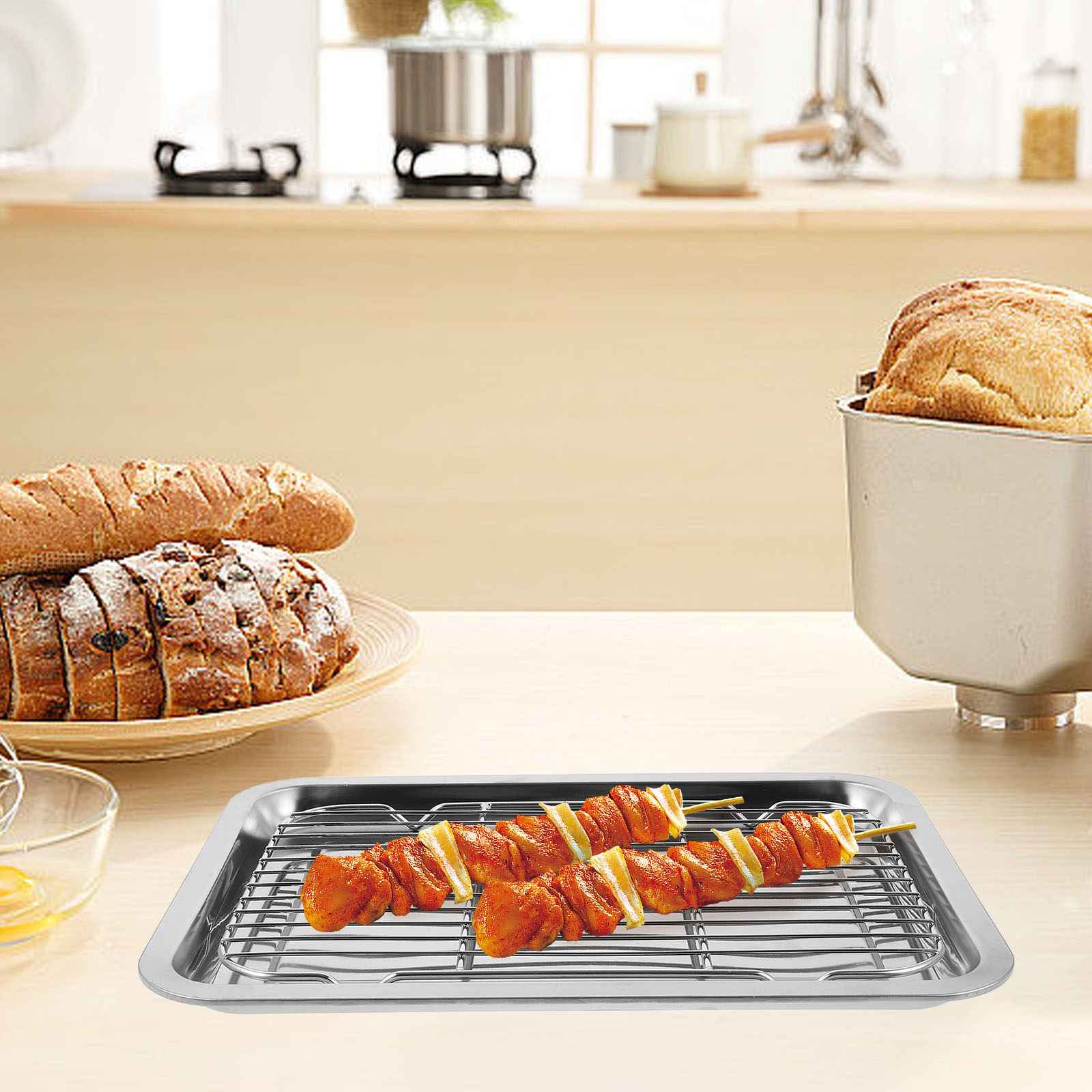 Food Storage In Restaurant - 1Set Stainless Steel Wire Baking Rack