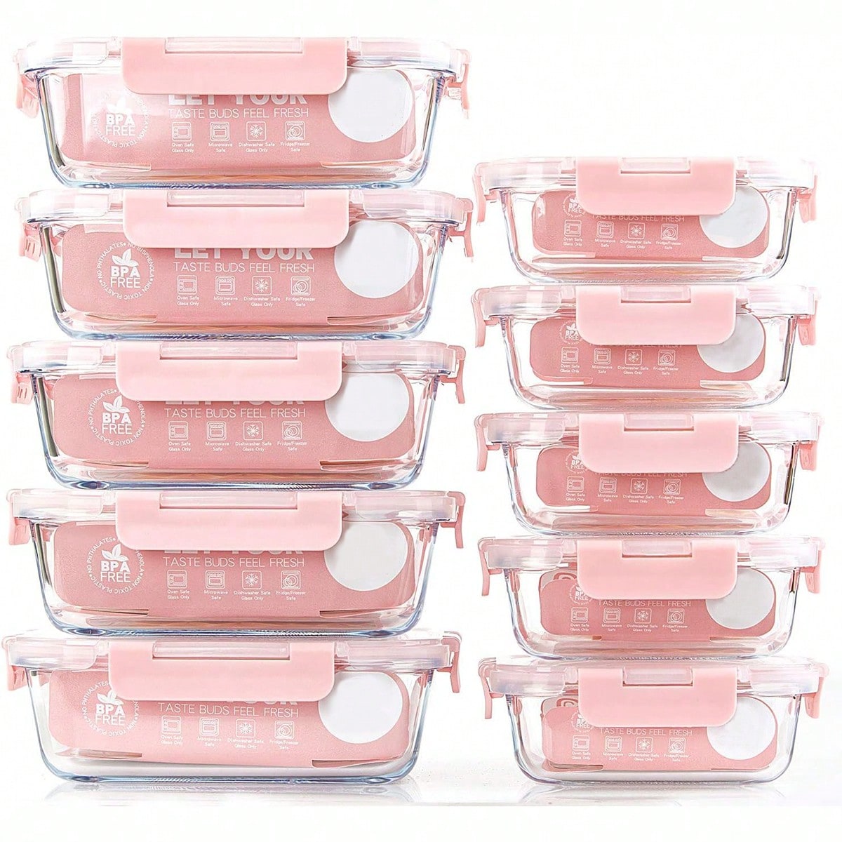 Food Storage With Glass Lids - 10 Pack Glass Meal Prep Containers,