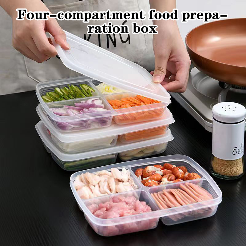 Food Storage Refrigerator - New【4 Grids Plastic Storage Box Portable