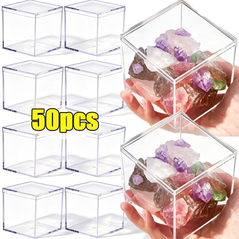 Food Storage Acrylic Containers - 1-50pcs Transparent Acrylic Boxes with Cover