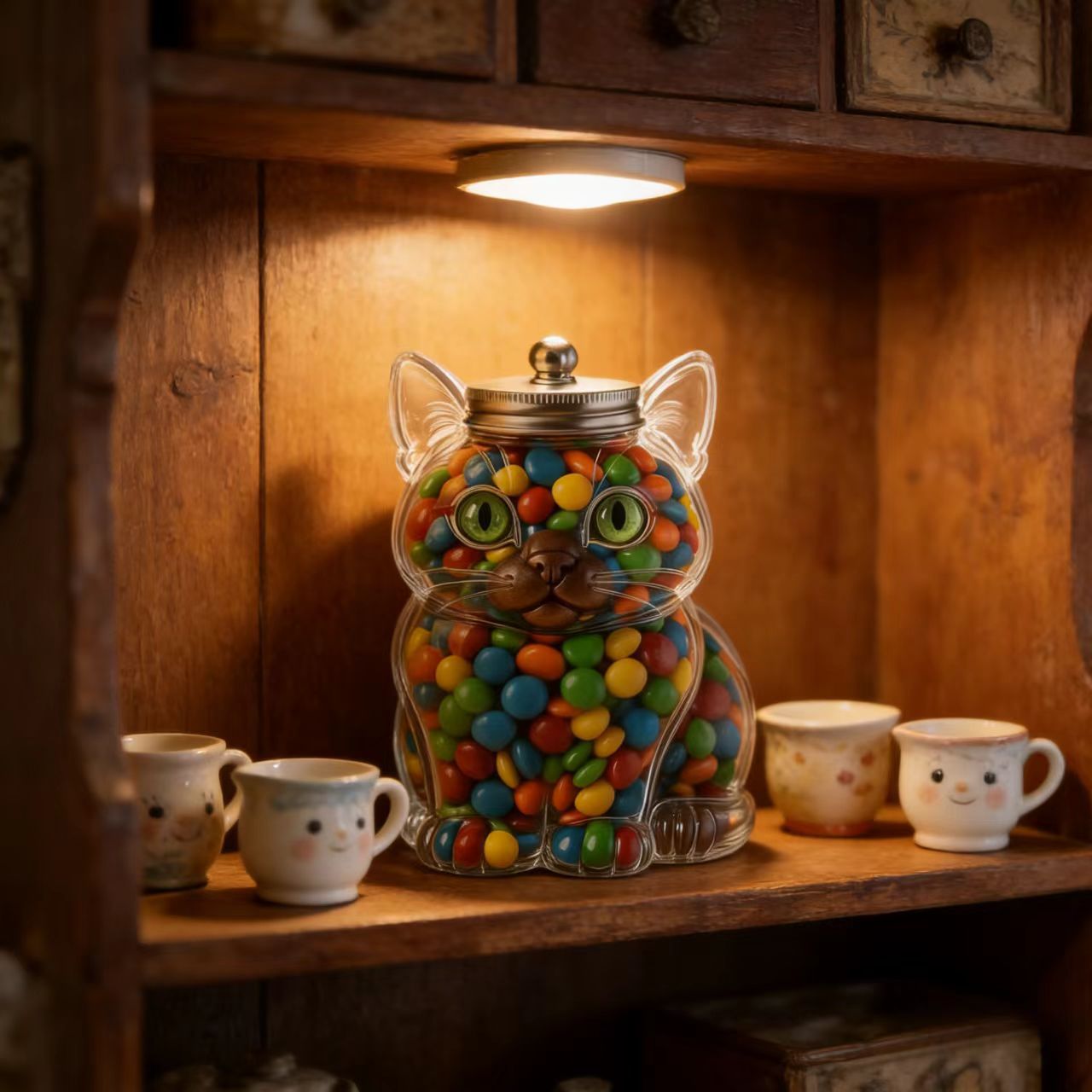 Cute Cat Shaped Glass Candy Ja - đánh giá và giá Food Storage With Glass Lids