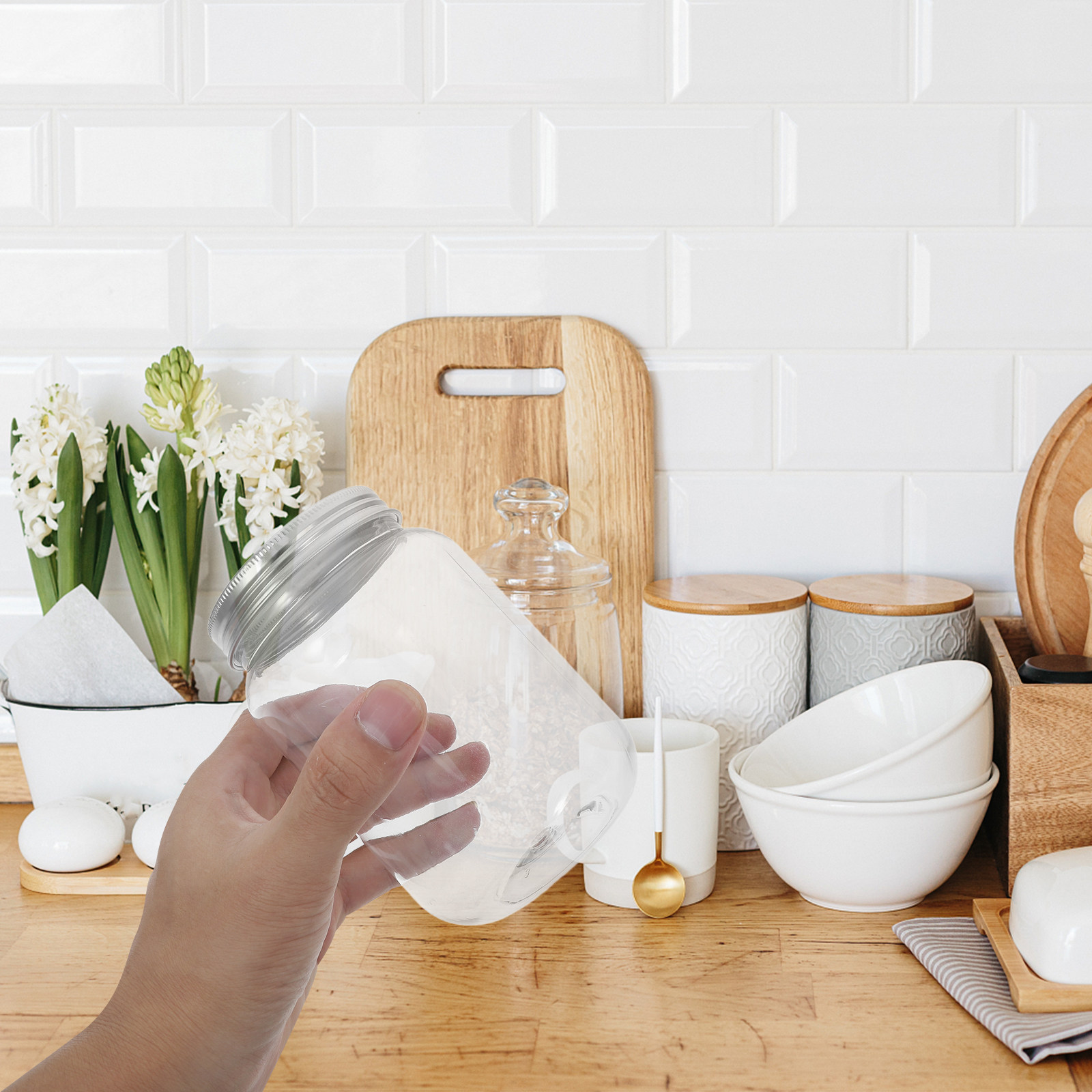 4Pcs Clear Plastic Jars with A - đánh giá và giá Food Storage Jars