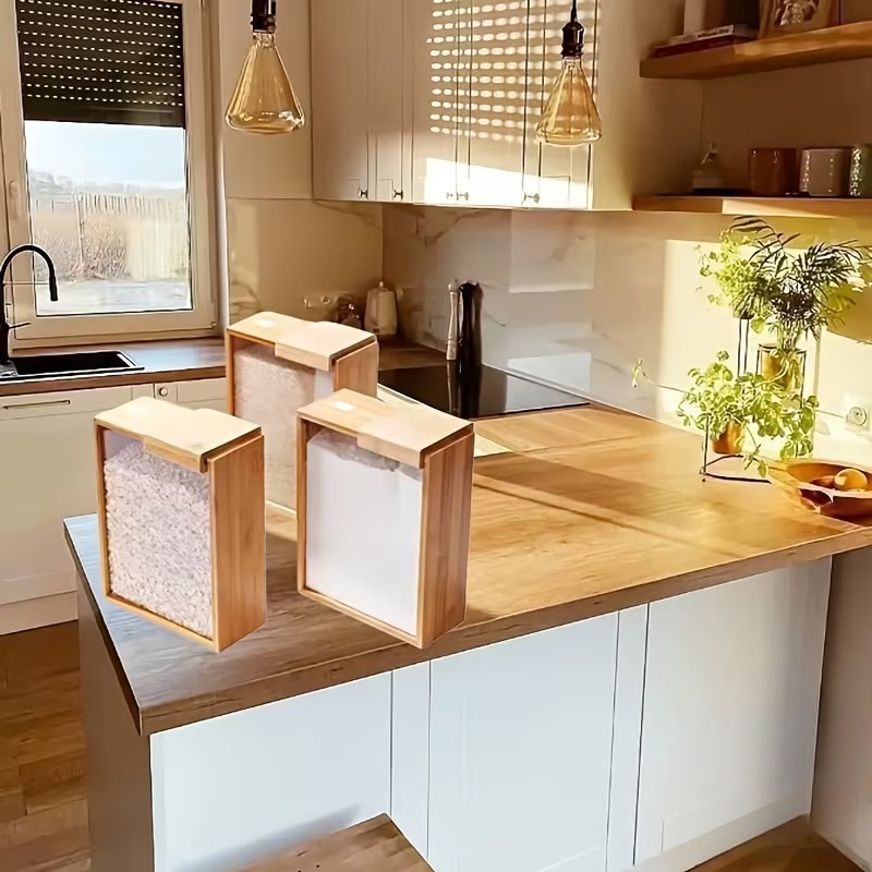 3pcs Bamboo Storage Containers - đánh giá và giá Stackable Pantry Bin