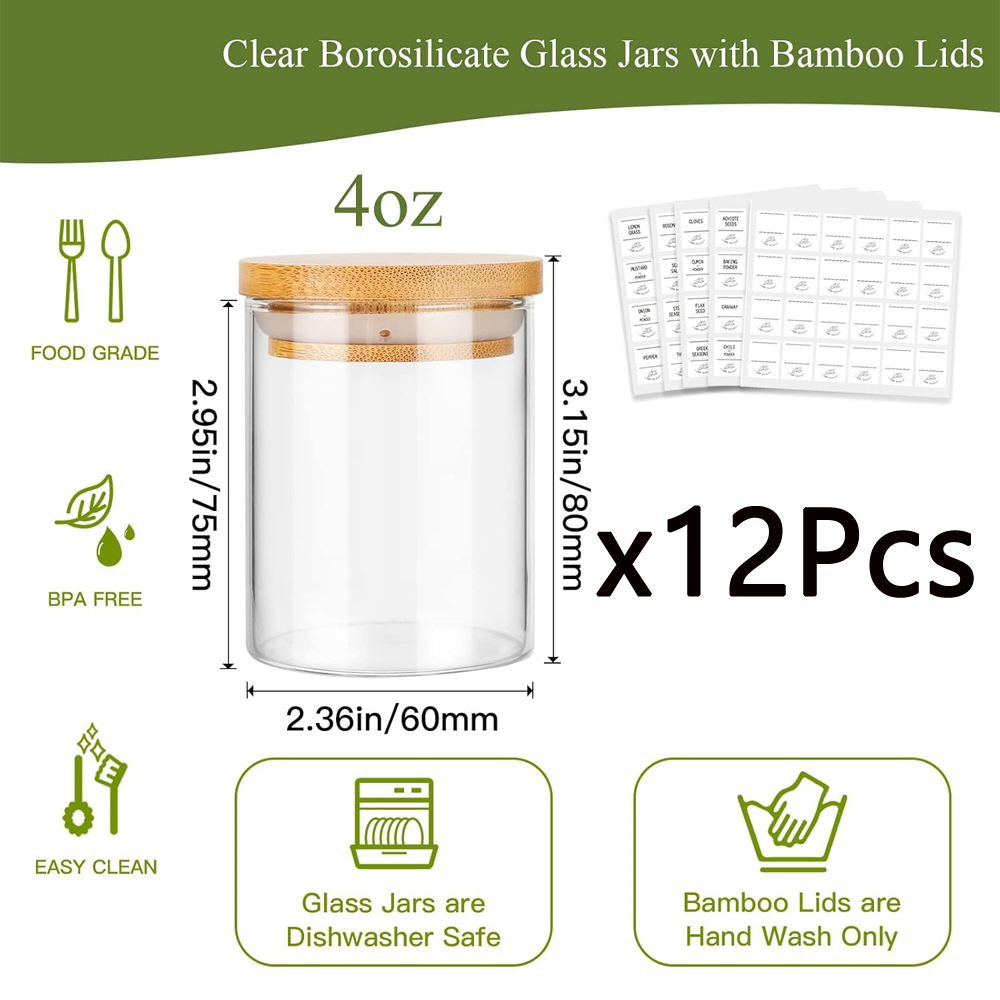4oz Glass Spice Jars with Bamb - đánh giá và giá Food Storage Drums