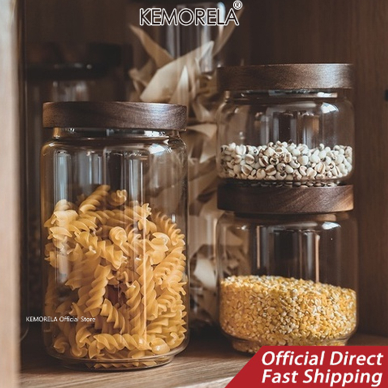 Wood Lid Glass Airtight Canist - đánh giá và giá Food Storage With Glass Lids