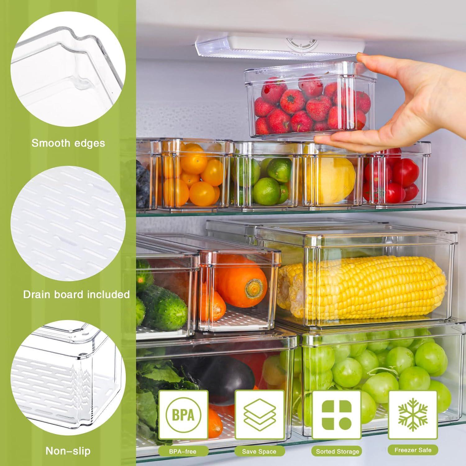 10/14Pcs Fridge Organizer Bins - đánh giá và giá Stackable Pantry Bin