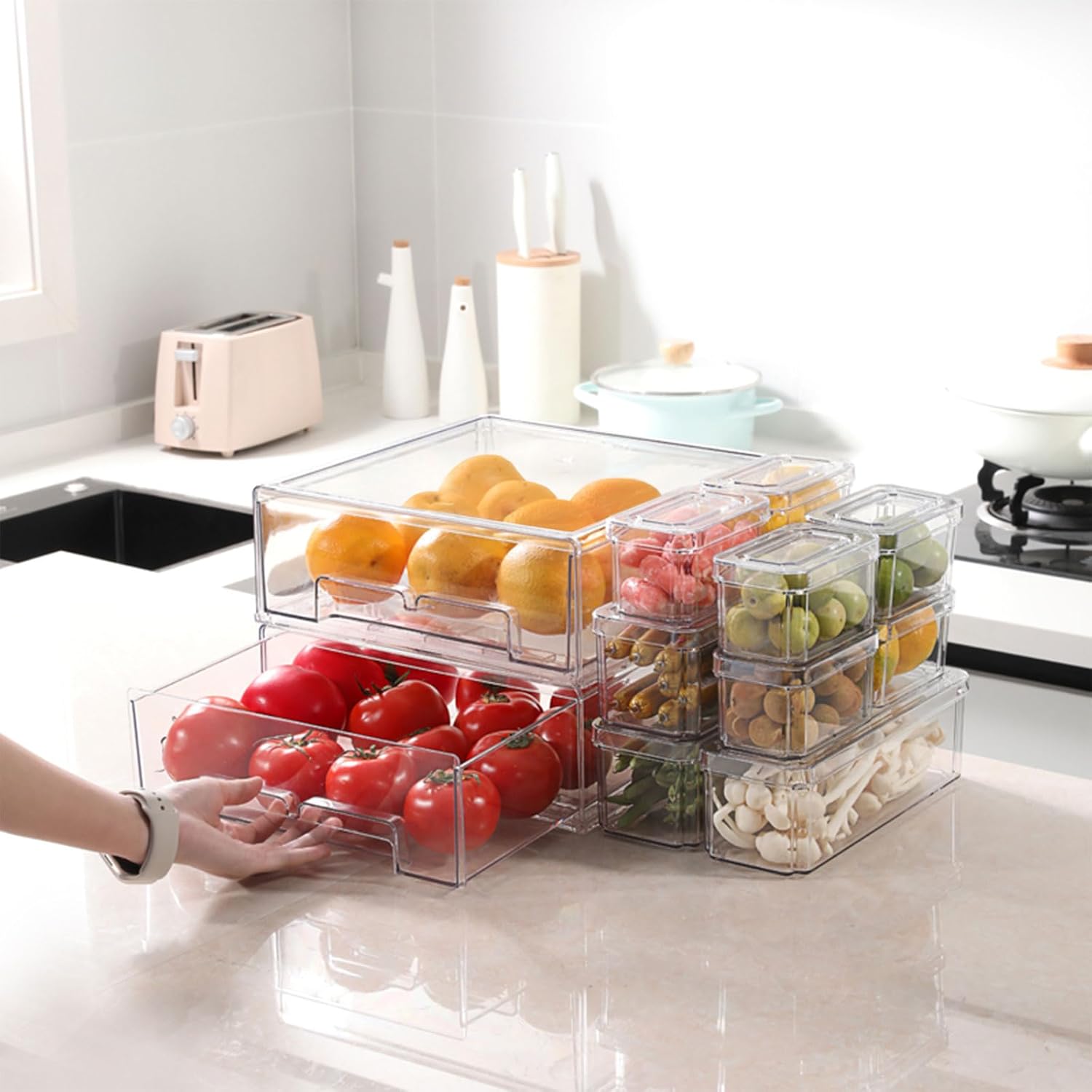 10/14Pcs Fridge Organizer Bins - đánh giá và giá Stackable Pantry Bin