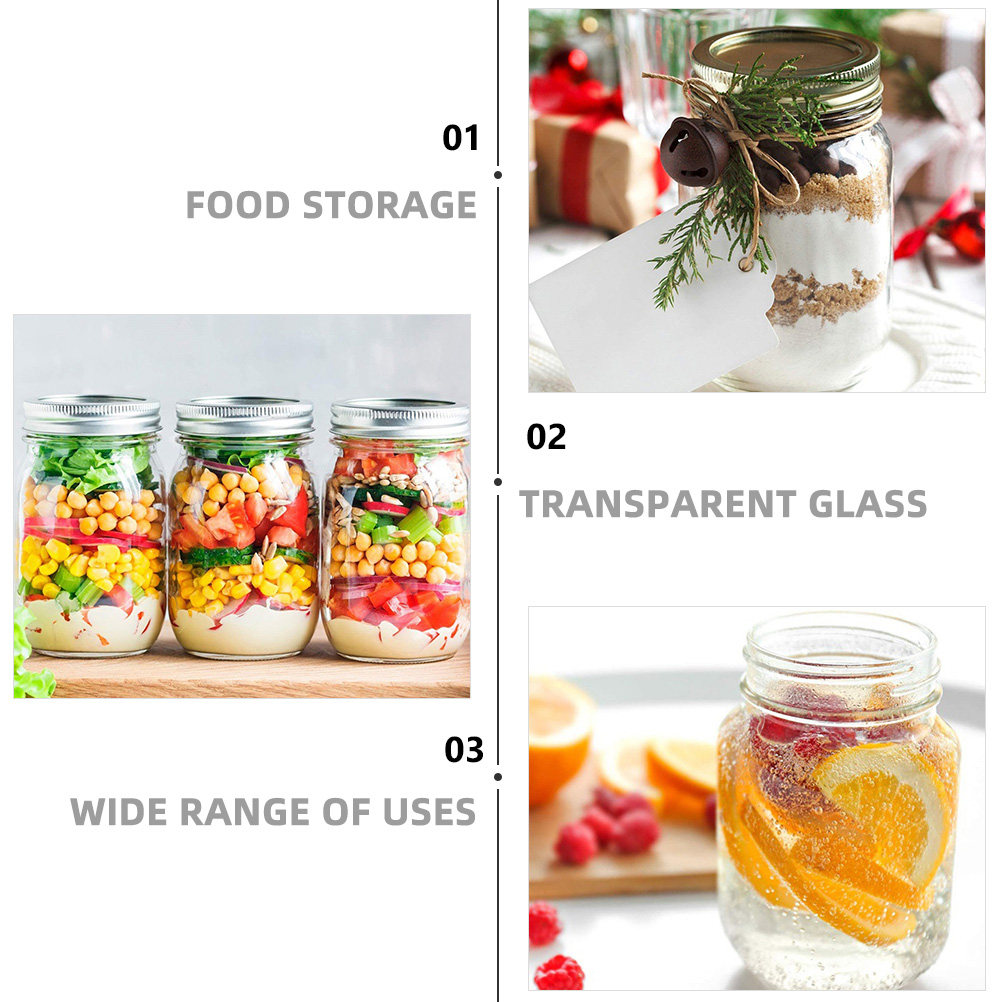 6Pcs Transparent Round Glass J - đánh giá và giá Food Storage With Glass Lids