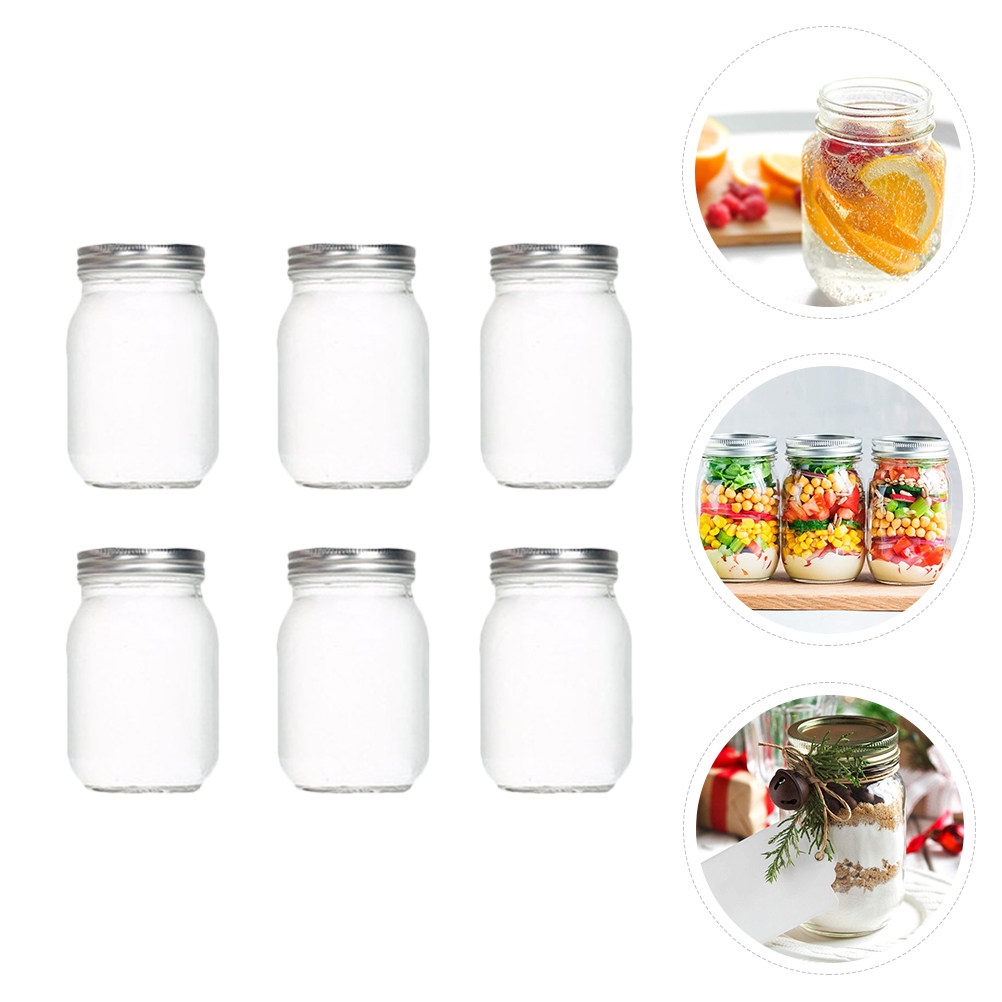 6Pcs Transparent Round Glass J - đánh giá và giá Food Storage With Glass Lids