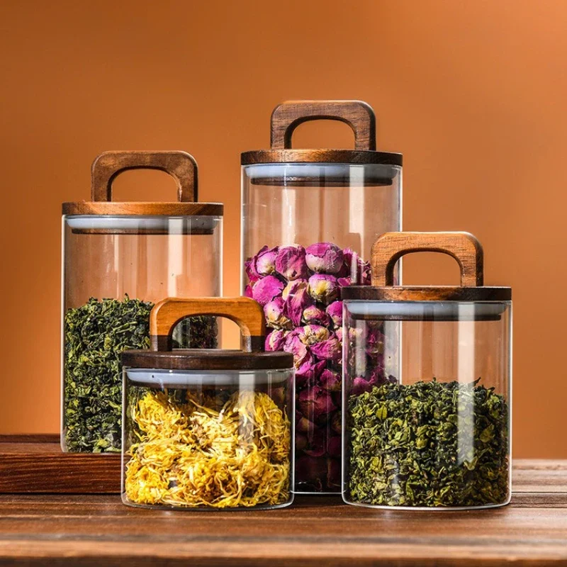 Clear Glass Jar with Bamboo Li - đánh giá và giá Food Storage With Glass Lids