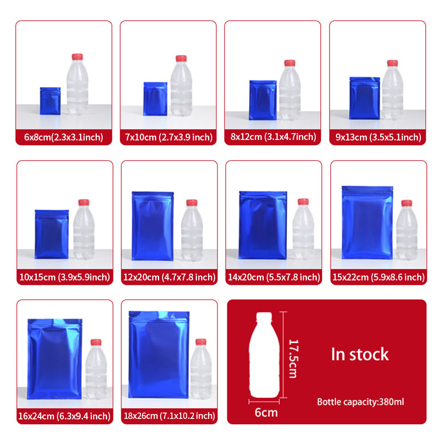 100pcs Matte Blue Foil Zipper  - đánh giá và giá Food Storage Bags Reusable