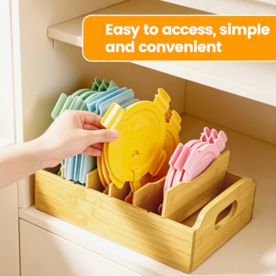 2 Pack Bamboo Lid Organizer, 1 - đánh giá và giá Food Storage Acrylic Containers